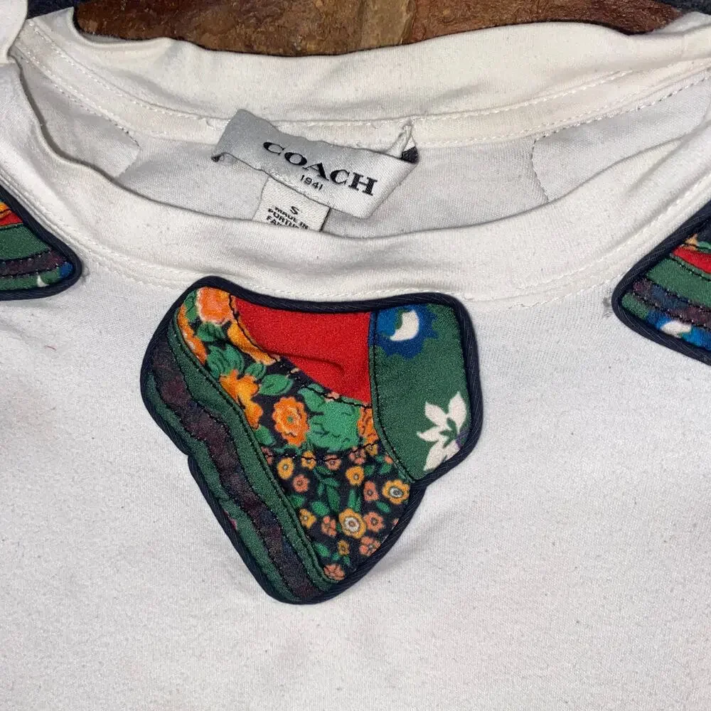 Coach White Western Yoke Short Sleeve Patch T-Shirt Women's Size Small